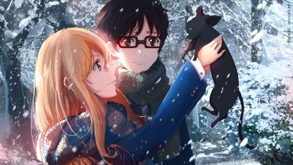 Anime Kaori Miyazono Kousei Arima Shigatsu Wa Kimi No Uso HD Poster |300 GSM Quality |12×18 Inch Size Paper Print