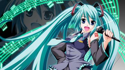 Anime Vocaloid Hatsune Miku Girl Microphone Tie Song HD Poster |300 GSM Quality |12×18 Inch Size Paper Print