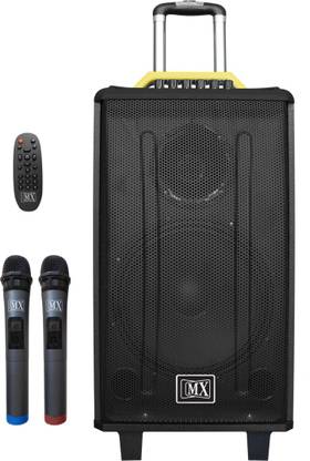MX 12 inches Portable Wooden Multimedia Trolley Speaker With Built-in Amplifier Battery Bluetooth Usb Radio Fm Sd Card Aux Input & Wireless Microphone Remote 100 Watts 3712Wooden Indoor, Outdoor PA System