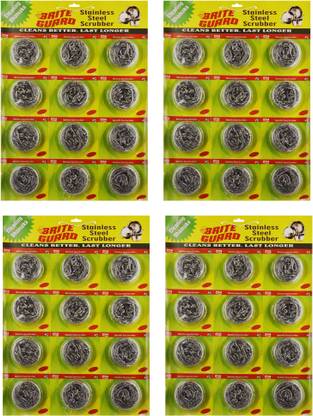 Brite Guard Brite Guard Stainless Steel Multipurpose Scrubber (Grey, 48-Piece) Scrub Sponge