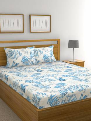 Raymond Home 136 TC Microfiber Double Floral Flat Bedsheet