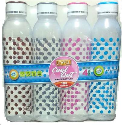 Joyful COOL DOT 4 PCS SET Plastic Fridge Bottle 1000 ml Bottle