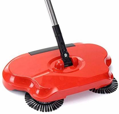 CBOX Stainless Steel ABS Whirl Wind Auto Spin Hand Push Sweeping Broom for Floor Dust Cleaning Fully Automatic Hand Push Sweeper Mop Sweep Broom Dustpan Combination Suit Silicone Dry Broom