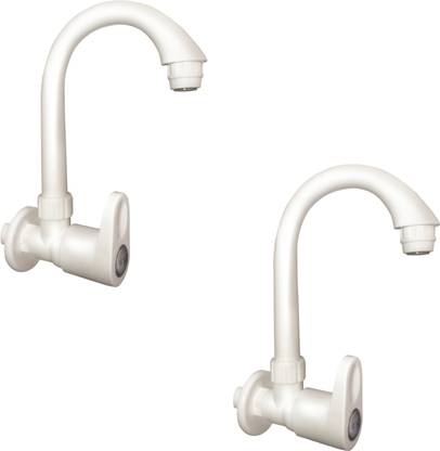 Real Heavy Duty PTMT Material Sink Cock Tap with Big Neck Pillar (2 Pc Set ) with PTMT Flange Spout Faucet (Spread Fit Installation Type) Spout Faucet