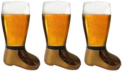 Barraid (Pack of 3) Golden Electroplated Beer Boot Glass Tumbler/Mug Capacity 750 ml - Set of 3 Glass Set Beer Mug