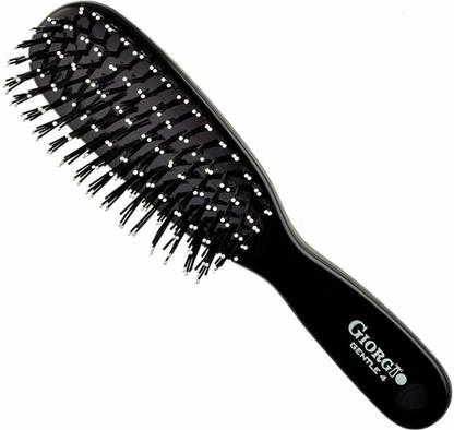 Giorgio GIO4BLK 6 Hair Brush Purse Travel Size Gentle Touch Wet Brush, Detangle while Stimulating the Scalp