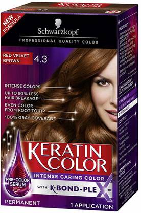 Schwarzkopf  Keratin Color Permanent Hair Color Cream, 4.3 Red Velvet Brown , Velvet Brown