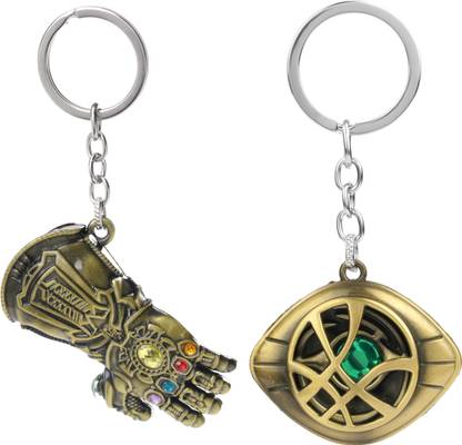 Three Shades Dr Strange Keychain & Thanos Infinity Stone Golden Hand Keyring Key Chain
