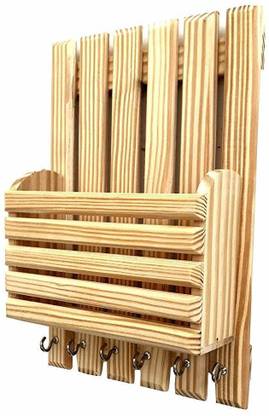 MODERNCOLLECTION Wooden Multipurpose Entryway Mobile Stand | Key Holder | Envelope Holder | Mail Storage Organizer Wood Key Holder