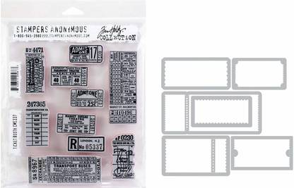 Tim Holtz Ticket Booth - Stampers Anonymous Cling Stamps and Sizzix Framel