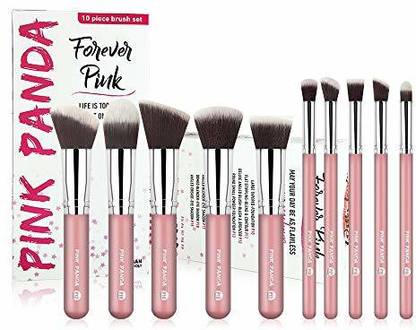 pink panda Makeup Brushes 10 Pcs Sakura Pink Professional Make Up Brushes Set Premium Synthetic Cosmetic Foundation Blending Blush Concealers Eye Shadows Face Po