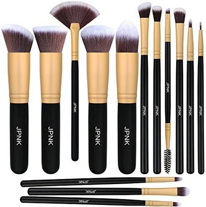JPNK Synthetic Makeup Brush Set Cosmetics Foundation Blending Blush Eyeliner Face Powder Brush Makeup Brush Kit (Golden)