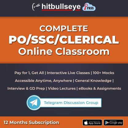 Hitbullseye Bank/PO/SSC Online Classroom Course (Big Bull Key-E-mail-Delivery) 3 Months Subscription @Steal Price
