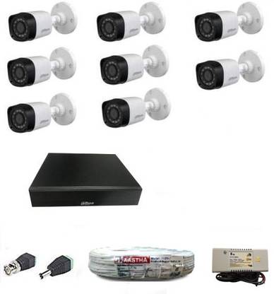 DAHUA AED Dahua 2MP DH-XVR1A08 8CH DVR 1Pcs + 8 Bullet Cameras DH-HAC-B1A21P + AED 3+1 Wire Roll + Supply & All Required Connectors-(Sold and FULLFILLMENT by AASTHA Trusted by FLIPKART) Security Camera
