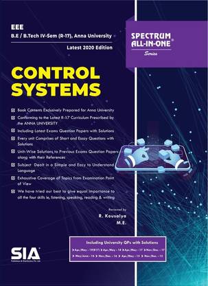 Control Systems, B.E/B.Tech IV-Semester (R-17) (Anna University)
Electrical And Electronics Engineering (EEE), Latest 2020 Edition