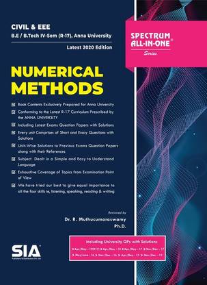 Numerical Methods, B.E/B.Tech IV-Semester (R-17) (Anna University)
CIVIL Engineering & EEE, Latest 2020 Edition
