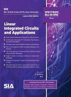 Linear Integrated Circuits And Applications, B.E/B.Tech IV-Semester
(R-17) (Anna University) Electrical And Electronics Engineering (EEE),
Latest 2020 Edition