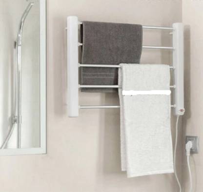 KYOTO ISABELLA Electric Towel Warmer stand Heated Wall Mounted Drying Rack Warmer Towel Stand/Rack/Rod/hanger with 5 Heating Bars in Bathroom or Other Rooms WHITE Towel Holder