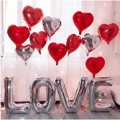 Balloons Solid "Love" balloon Combo for Valentines Day Room Decoration/Marriage Proposal/Wedding Decoration and Celebration Balloon