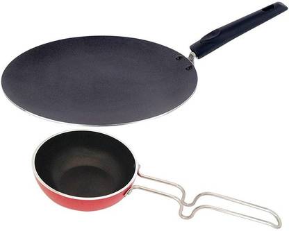 NIRLON Nonstick 3 Layer Non-Stick Combo Cookware Set Vagharia -11cm & Concave Tawa 28.5 cm Non-Stick Coated Cookware Set