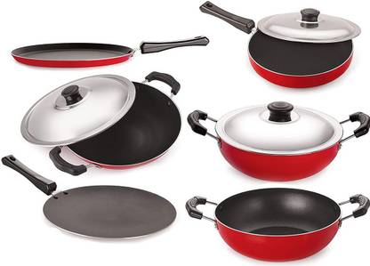 NIRLON Non-Stick Chemical Free Combo Kitchen Cooking Item Set Non-Stick Coated Cookware Set