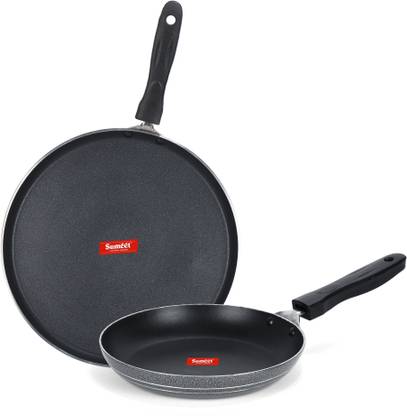 Sumeet NonStick Plata Cookware Set (Dosa Tawa - 26.5Cm Dia + Tapper pan - 0.6Ltr - 20Cm Dia ) Non-Stick Coated Cookware Set