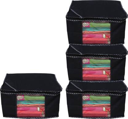 Aavni High Quality Pack of 4 piece Dot Non woven Black Saree Covers
