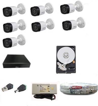 DAHUA Dahau 1MP DH-XVR1A08 8CH DVR 1Pcs + 7 Bullet Cameras DH-HAC-HFW1020RP + 1TB Hard Disk + AED 3+1 Wire Roll + Supply & All Required Connectors-(Sold and FULLFILLMENT by AASTHA Trusted by FLIPKART) Security Camera
