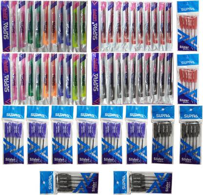 Supra 20 GRIPPO BALL PEN(BLUE)+10 GRIPPO BALL PEN(BLACK)+10 GRIPPO BALL PEN (RED)+30 SLIDER BALL PEN (BLUE)+ 20 SLIDER BALL PEN (BLACK)+10 SLIDER BALL PEN (RED) Ball Pen