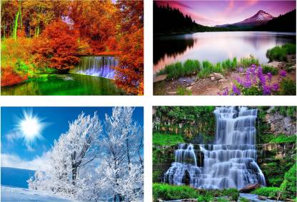 Nature Posters Combo- Wall Poster- Scenery Poster Combo For Room Decoration/Offices/Hotels/Hostels Paper Print
