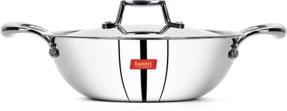 Sumeet Cook Smart TriPly Stainless Steel Kadhai With Lid - 1.5Ltr - 20Cm Kadhai 20 cm diameter with Lid 1.5 L capacity