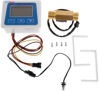 amiciSense Digital Flow Meter With LCD Display, Time/Temperature Record and G1/2 Flow Sensor Watermeter