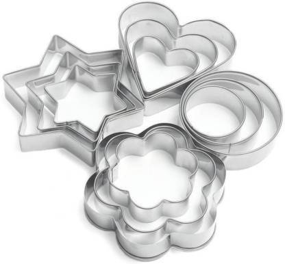 ALPHA CREATION 12Pcs Set of Stainless Steel Cookie Cutters Heart Flower Round Star Shapes Biscuit Mold Cookie Cutter (Pack of 12) Cookie Cutter