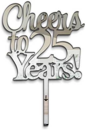 100yellow Cheers to 25 Year Year Cake Topper