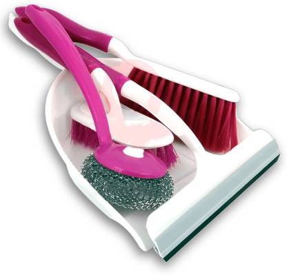 Shopper52 Set of 5 pcs Broom Brush Set with Dustpan and Wiper Cleaning Set for Home Office and Car - 5PCBROOMSET Duster, Cleaning Brush, Broom, Cleaning Wipe, Floor Wiper