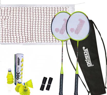 Jaspo Cosmo 100 JOINTLESS Pro Combo With Nylon Shuttle, Grip and Net Badminton Kit