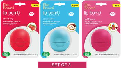 BLUE HEAVEN Lip Bomb - Cocoa Butter, Strawberry & Bubble Gum Lip Balm Cocoa Butter, Bubble Gum & Strawberry