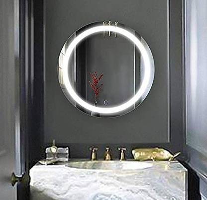 InArt LED Bathroom Makeup Vanity Mirror with Lights-Wall Mounted Back lit Mirror,Led Touch Mirror, Bathroom Lighted Mirror Round 18 Inch White Light Lighted Mirror