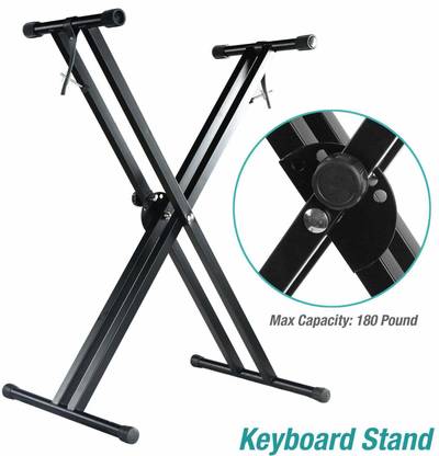 Techtest Piano Keyboard Stand X Type Adjustable Dual Braced Legs with Locking Strap Keyboard Stand