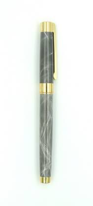 Epraiser Brass Made Glossy Finish Turkish Grey Marble Textured Body with Gold Parts Elegant Roller Ball Pen