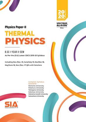Physics Paper-II (Thermal Physics) B.Sc I-Year II-Sem (O.U) As Per The CBCS 2019-20 Syllabus, Latest 2020 Edition