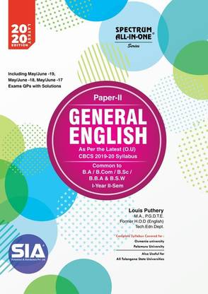 General English (Common To B.A/ B.Sc/ B.Com/ BBA/ BSW) I-Year II-Sem, As Per The (O.U) CBCS Syllabus, Latest 2020 Edition
ASIN: B083RC2YCX
