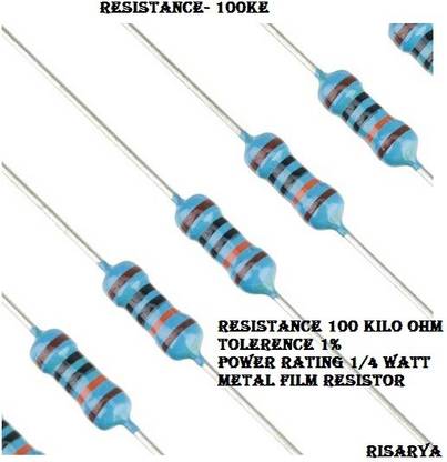 RISARYA 100K-OHM RESISTANCE, MFR,1%,1/4 W Fixed Resistor