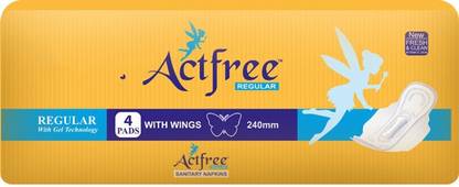 Actfree Sanitary Napkins with Regular Wings_Pack of 1(4 Pads) Sanitary Pad