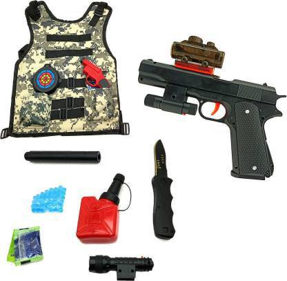 YATRI Kids Pretend Play Pistol Colt M1911 Gun Toy with Pub G Level 3 Jacket and Combat Set for Kids (Multicolor)
