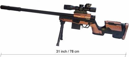 Crazy Toys PUBG AWM Sniper Rifle Toy Gun Big Size 31 Inches / 78 cm , Plastic BB Bullet Toy Sniper Gun Toy for Boys (with 1000 BB Bullets)