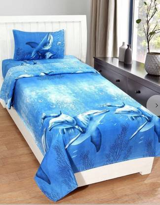 ROYAL LIVING DECOR 1 TC Polycotton Single 3D Printed Flat Bedsheet