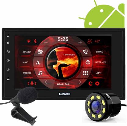 Cave Gorilla Glass IPS Display Universal Car Stereo with Bluetooth/WiFi/Navigation & USB Touch Screen Full Hi-Definition 1080p With Microphone And 8-LED Waterproof Night Vision Camera Car Stereo