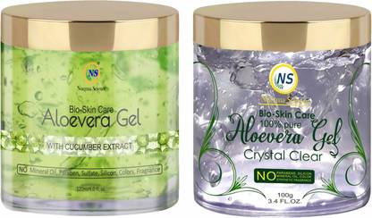 Nuerma Science Crystal Clear Aloe Vera Gel & Cucumber Extracts Aloe Vera Gel (Perfect Moisturizer for Face, Hair & Body) (Pack of 2)
