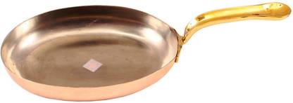 IndianArtVilla Copper Oval Serving Pan Inside Tin Lining, Serveware, Home Restaurant, Dia. 6'' Inch NA Pan 15.2 cm diameter 0.6 L capacity